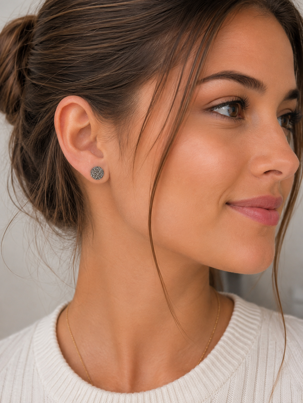 Rund-Ohrstecker mit Pavé-Besatz aus 925 Sterling Silber
