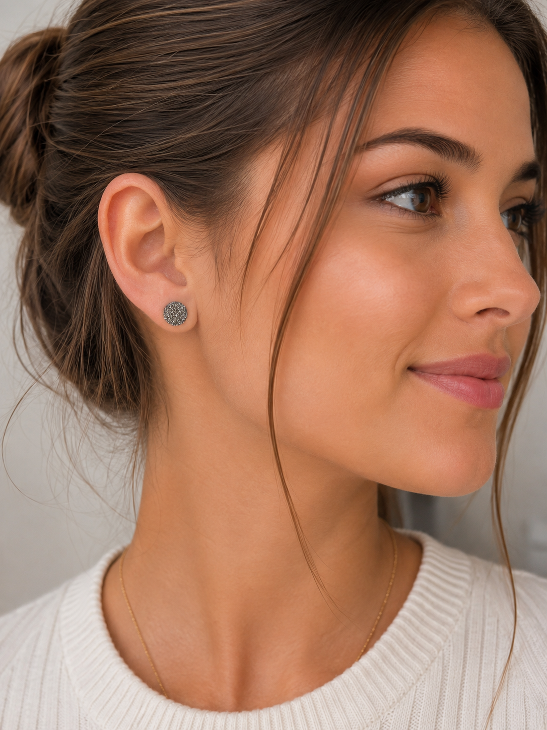 Rund-Ohrstecker mit Pavé-Besatz aus 925 Sterling Silber