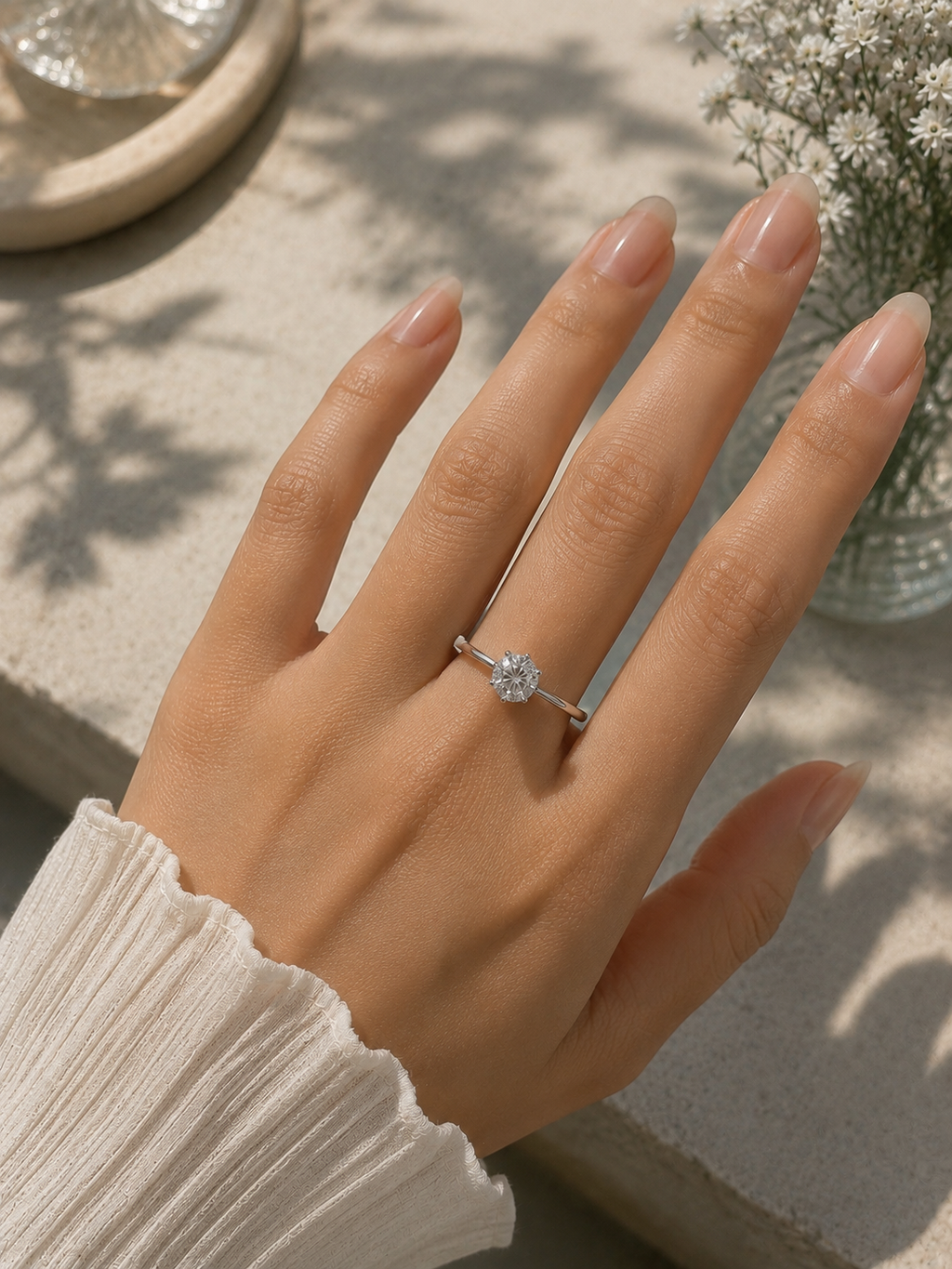 Solitär-Ring aus 925 Sterling Silber mit Moissanit – zeitlose Eleganz