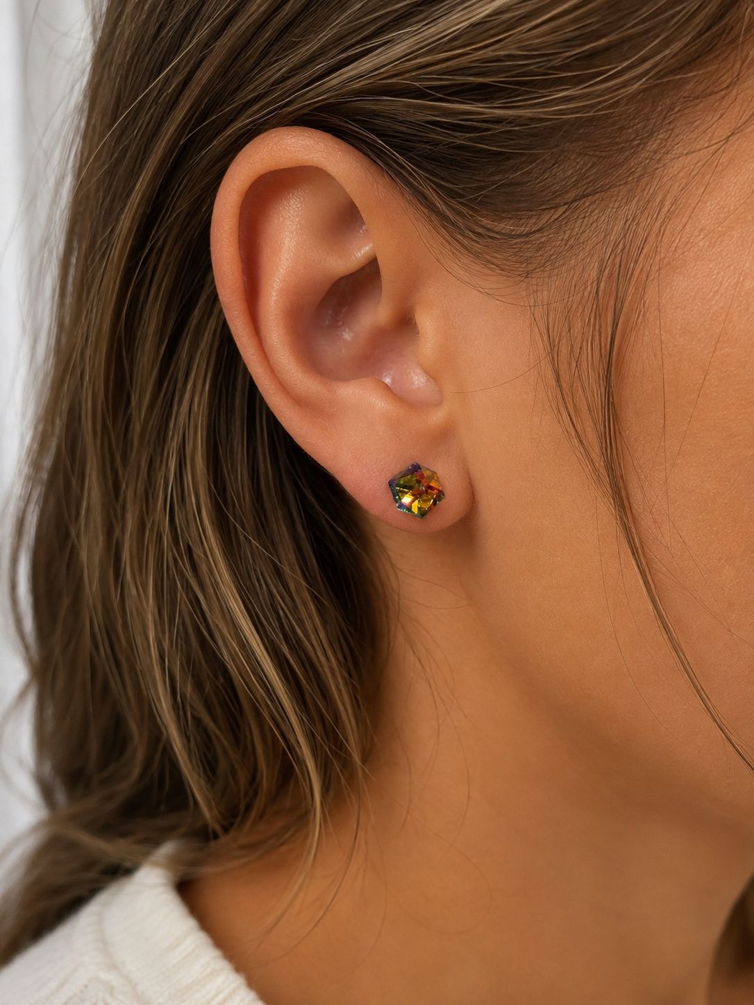 Kristall Ohrstecker in Verschieden Farben aus 925 Sterling Silber