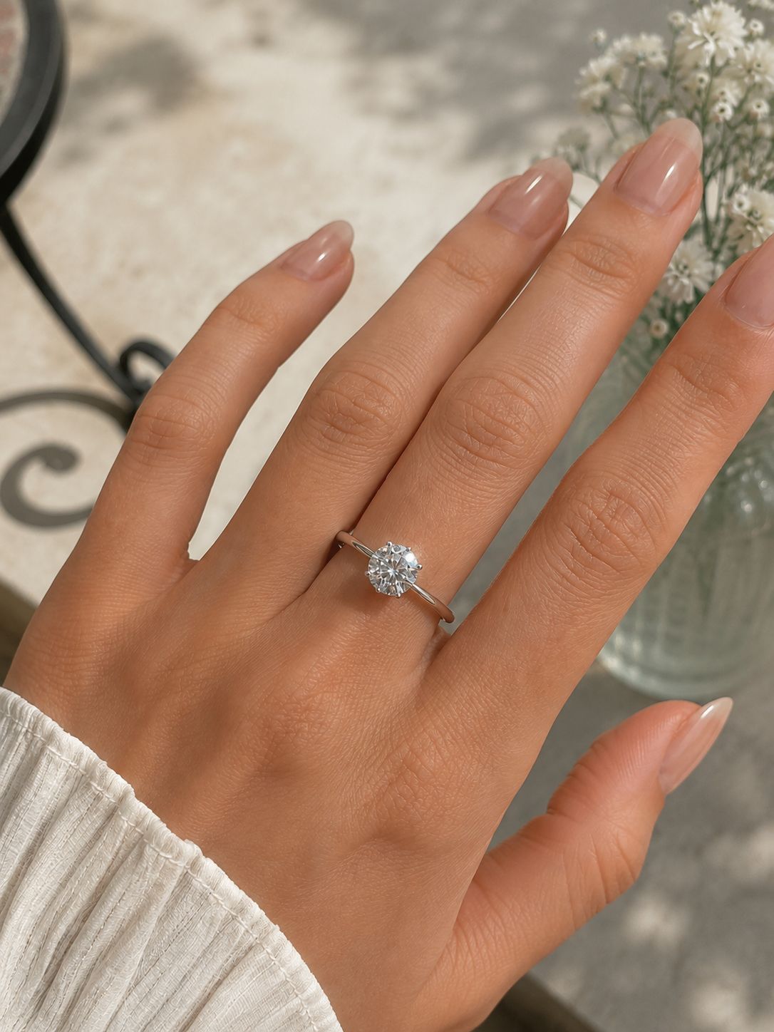Solitär-Ring aus 925 Sterling Silber mit Moissanit – zeitlose Eleganz