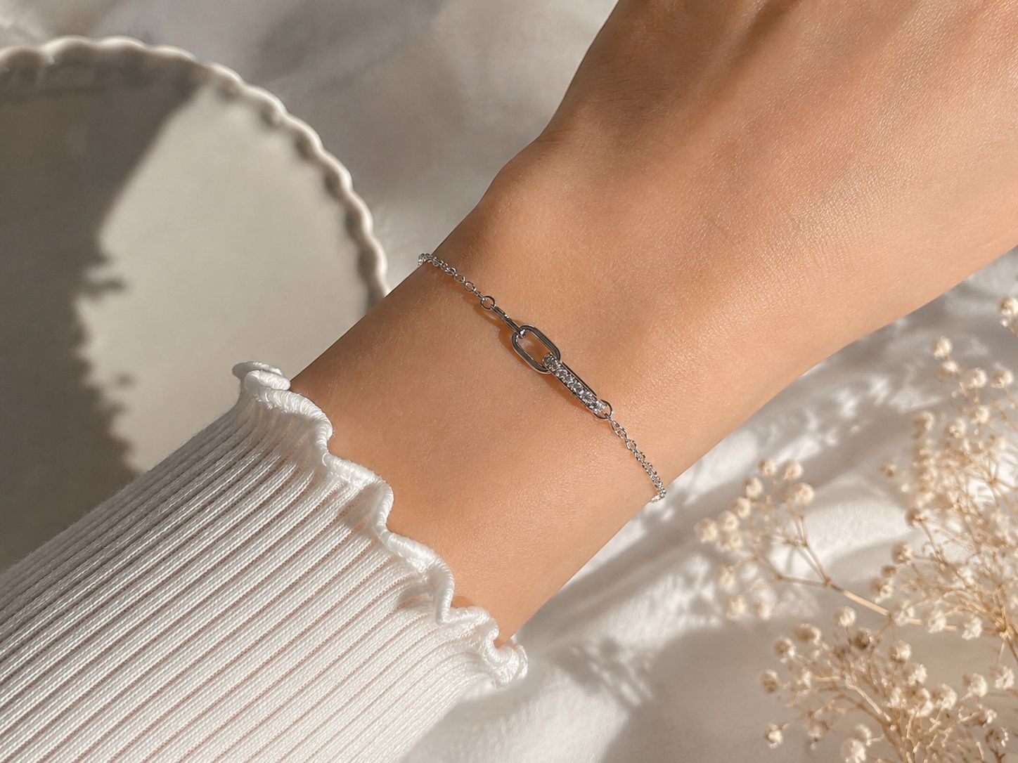 Paperclip-Armband aus 925 Sterling Silber