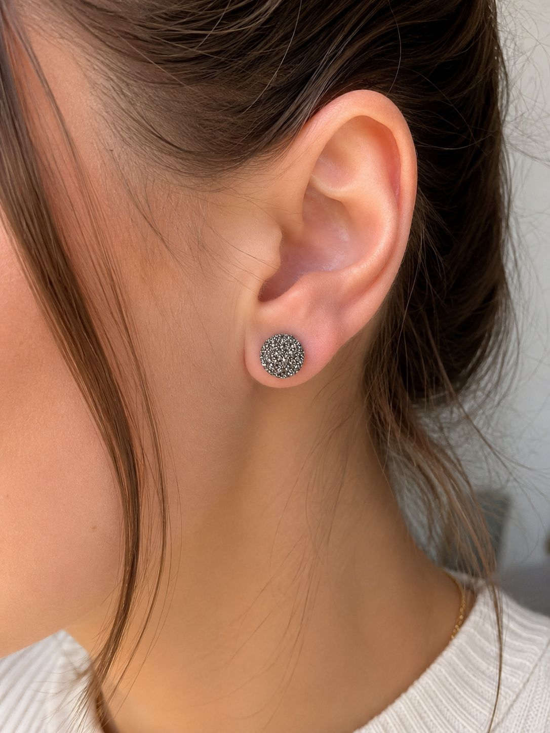 Rund-Ohrstecker mit Pavé-Besatz aus 925 Sterling Silber