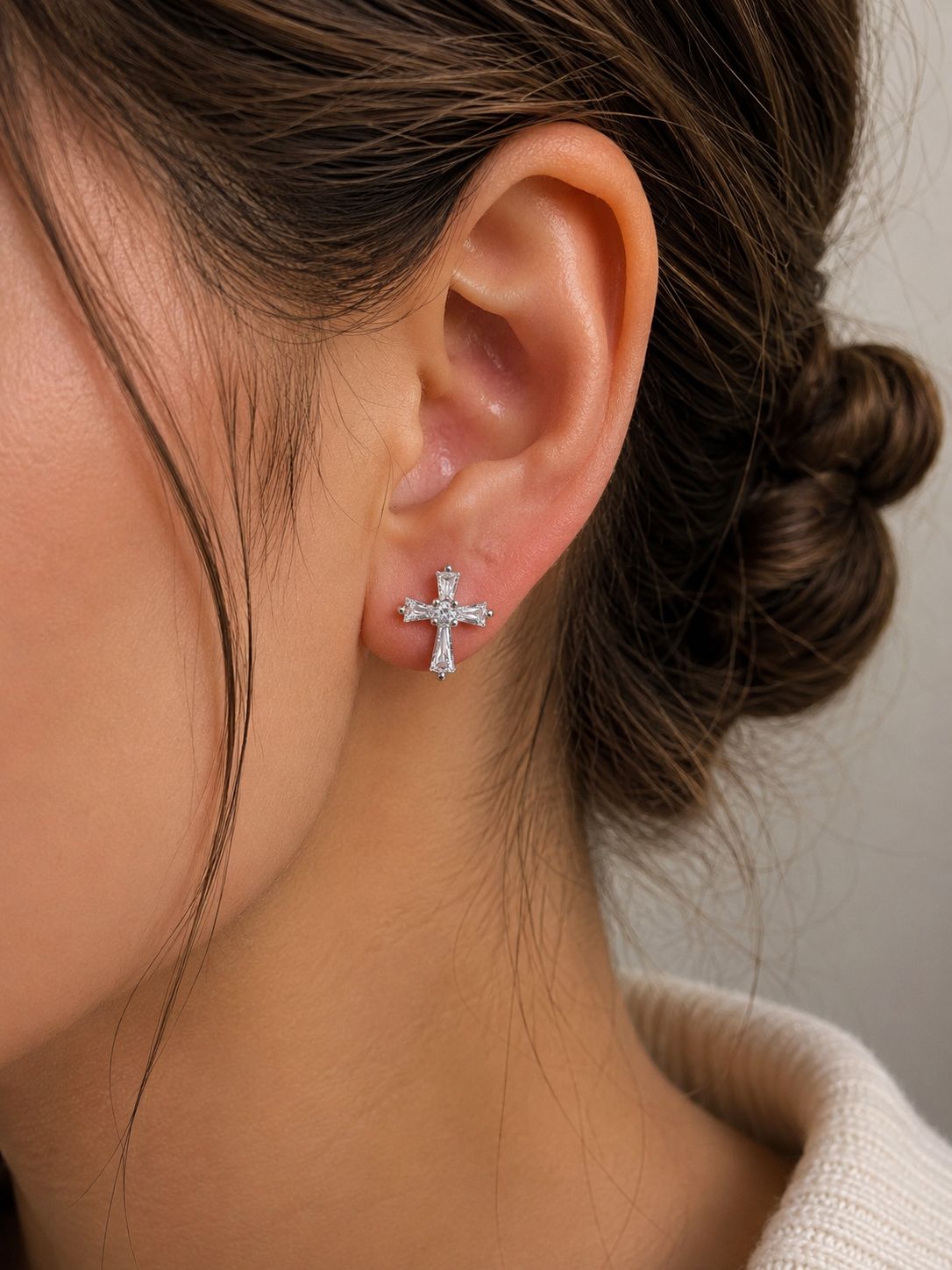 Elegante Damen Kreuz-Ohrringe aus 925 Silber
