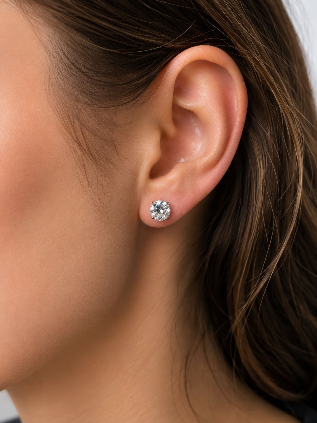 Solitär-Ohrringe aus 925 Sterling Silber in verschiedenen Farben und Größen